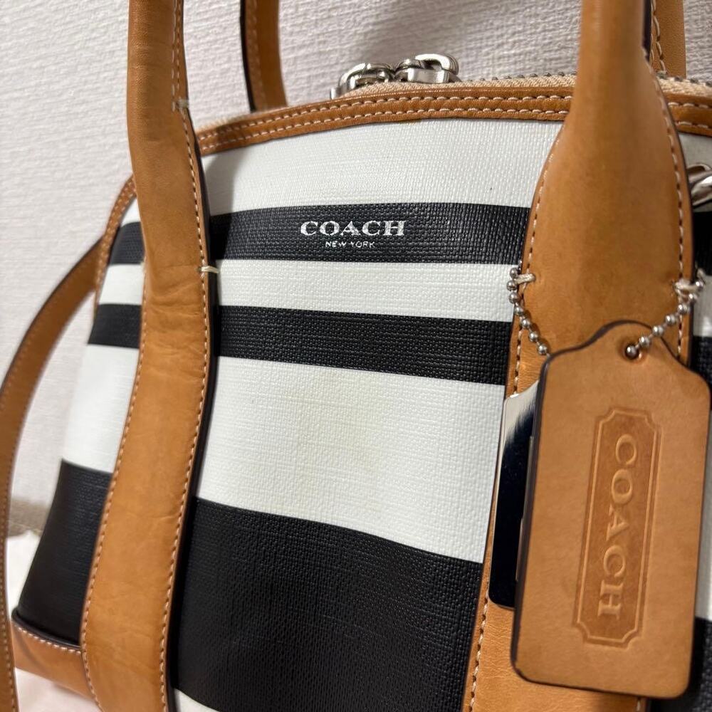 Coach Bleecker Striped Preston Satchel Classic - Picture 5 of 10